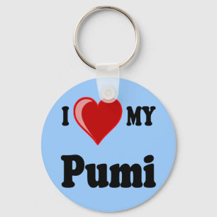Porte-clés J'aime (coeur) mon chien de Pumi