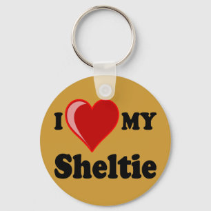 Porte-clés J'aime (coeur) mon chien de Sheltie