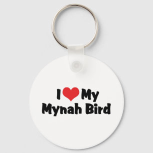 Porte-clés J'aime cœur mon oiseau myna - Amateur d'oiseaux