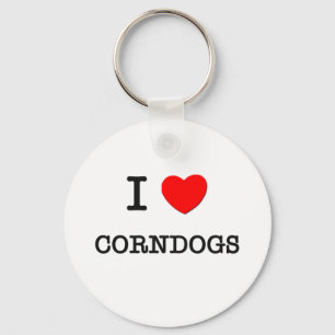 Porte-clés J'aime CORNDOGS (la nourriture)