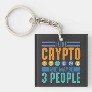 Porte-clés J'aime Crypto et peut-être 3 personnes, Crypto Lov