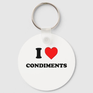 Porte-clés J'aime des condiments (la nourriture)