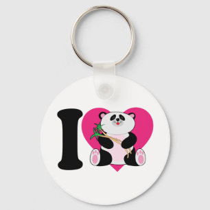 Porte-clés J'aime des pandas