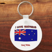 Porte-clés J'aime Drapeau Australie Votre Nom (Recto)