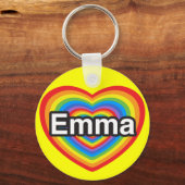 Porte-clés J'aime Emma. Je t'aime Emma. Cœur (Recto)