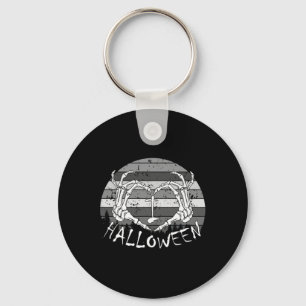 Porte-clés J'Aime Halloween Funny Bone Mains Crâne Coeur Rétr