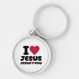 Porte-clés J'aime Jésus et Jésus t'aime chrétien