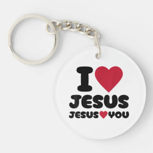 Porte-clés J'aime Jésus et Jésus t'aime chrétien