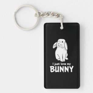 Porte-clés J'Aime Juste Mon Lapin Mignons lapins blancs