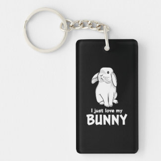 Porte-clés J'Aime Juste Mon Lapin| Mignons lapins blancs