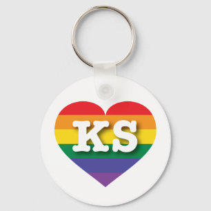Porte-clés J'aime Kansas Gay pride Rainbow Heart