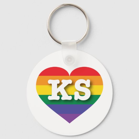 Porte-clés J'aime Kansas Gay pride Rainbow Heart (Recto)