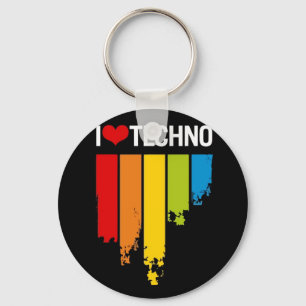 Porte-clés J'aime la musique de techno