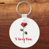 Porte-clés J'aime la rose design romantique (Recto)