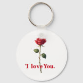 Porte-clés J'aime la rose design romantique (Verso)