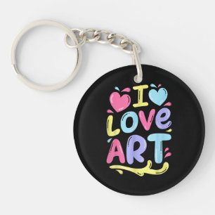 Porte-clés J'aime l'art, cadeau de peinture colorée d'artiste