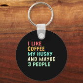 Porte-clés J'Aime Le Café Et Mon Husky (Recto)