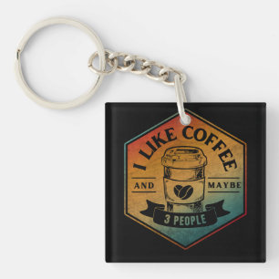 PORTE-CLÉS J'AIME LE CAFÉ ET PEUT-ÊTRE 3 PERSONNES