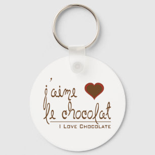 Porte-clés J'aime le chocolat, en français !