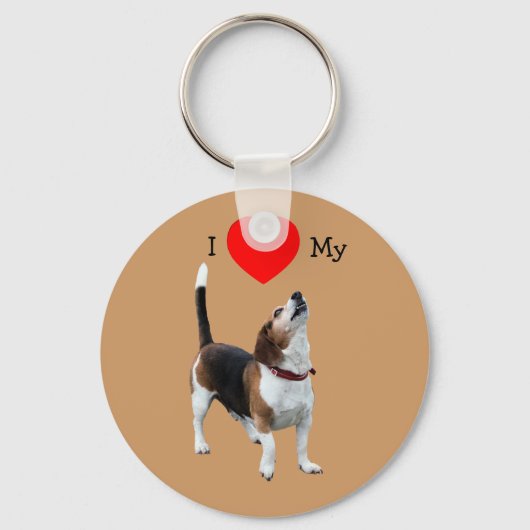 Porte-clés J'aime le coeur mon chien Beagle (Recto)