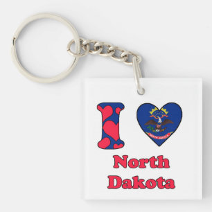 Porte-clés J'aime le Dakota du Nord