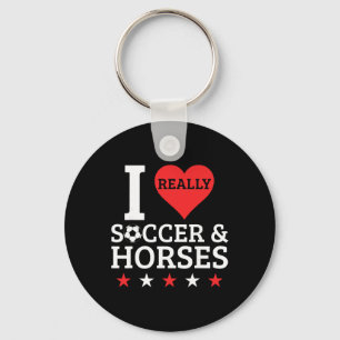 Porte-clés J'aime le football et les chevaux drôle Footll amo