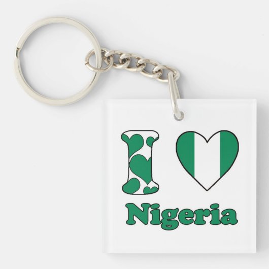 Porte-clés J'aime le Nigeria (Devant)