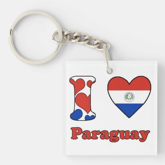 Porte-clés J'aime le Paraguay (Devant)