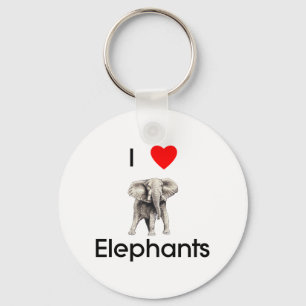 Porte-clés J'aime le porte - clé d'éléphants