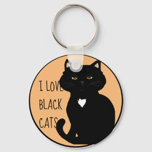 Porte-clés J'aime les chats noirs