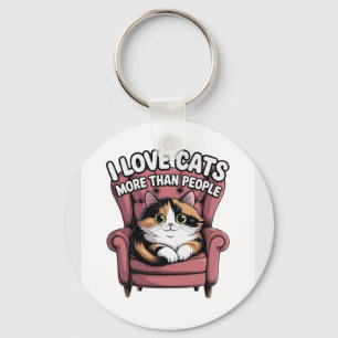 Porte-clés J'aime les chats plus que les gens