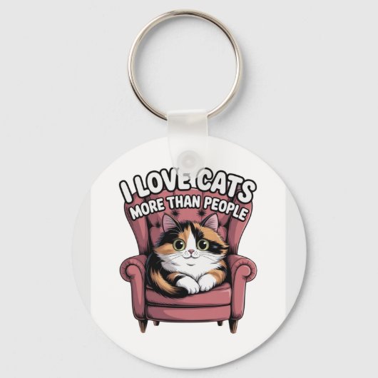 Porte-clés J'aime les chats plus que les gens (Recto)