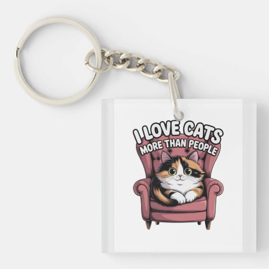 Porte-clés J'aime les chats plus que les gens (Devant)