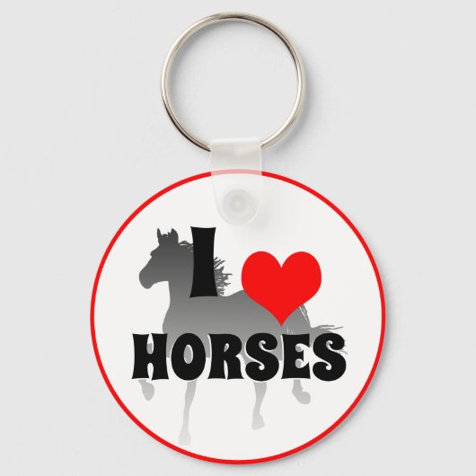 Porte-clés J'aime les chevaux et le coeur rouge, l'horticultu (Recto)