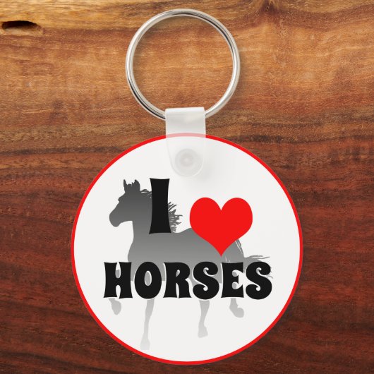 Porte-clés J'aime les chevaux et le coeur rouge, l'horticultu (Verso)
