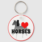 Porte-clés J'aime les chevaux et le coeur rouge, l'horticultu (Verso)