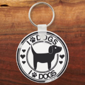 Porte-clés J'aime les chiens avec chiot (Recto)