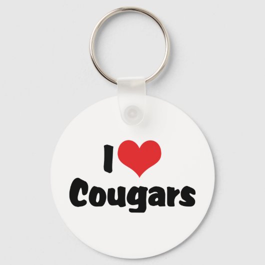 Porte-clés J'aime les cougars à coeur (Recto)