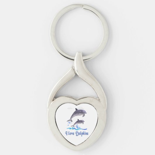 Porte-clés J'aime les dauphins (Devant)