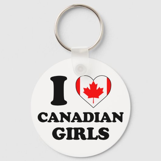Porte-clés J'aime les filles canadiennes (Recto)