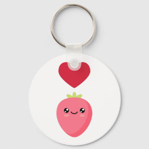 Porte-clés J'aime les fraises