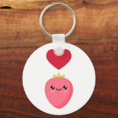 Porte-clés J'aime les fraises (Recto)
