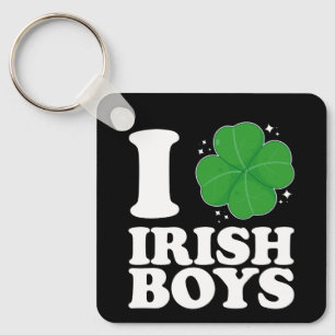 Porte-clés J'aime les garçons irlandais Cœur de trèfle Fête d