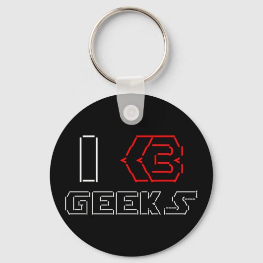 Porte-clés J'aime les geeks ASCII ART (Recto)