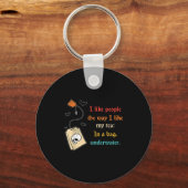 Porte-clés J'aime les gens comme j'aime mon thé en sachet drô (Recto)