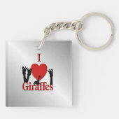Porte-clés J'aime les girafes argent (Dos)