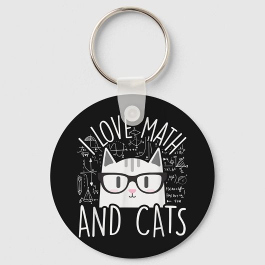 Porte-clés J'Aime Les Maths Et Les Chats Cute Kitty Chat (Recto)