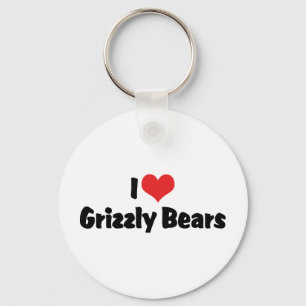 Porte-clés J'aime les ours grizzlis cœur
