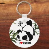 Porte-clés J'aime les pandas (Recto)