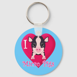 Porte-clés J'aime les porcs micro